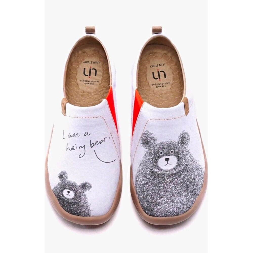 UIN Art Travel Shoes Canvas Slip-On Flats Lightweight Bear Print US 10.5 EU 42.5